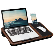 LAPGEAR Home Office Lap Desk mit Geräteablage, Mauspad und Handyhalter - Espresso Holzoptik - Für Laptops bis 15,6 Zoll - Style Nr. 91575