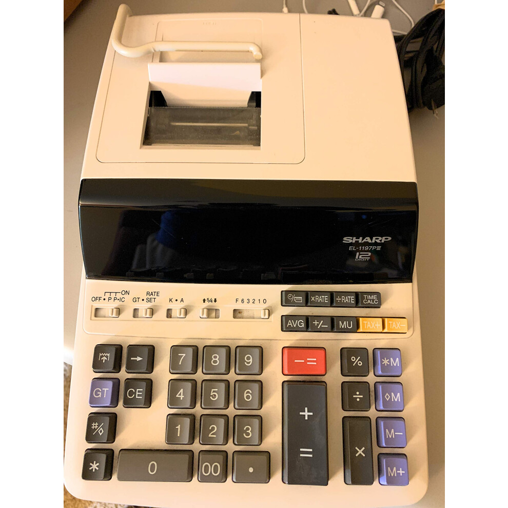 Sharp EL-1197PIII Heavy Duty Color Printing Calculator with Clock and Calendar.