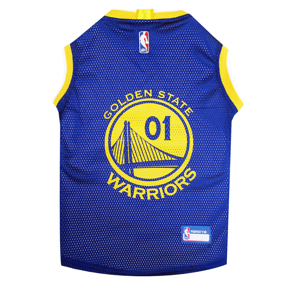 Photos - Dog Clothing Pets First NBA GOLDEN STATE WARRIORS DOG Jersey Large - Tank Top Basketball Pet Jersey GSW-4047-LG 