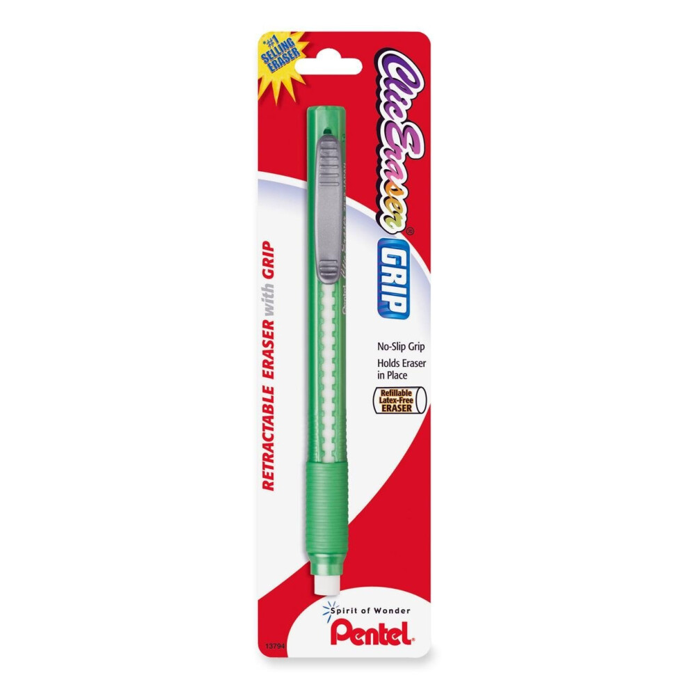 Pentel Clic Eraser Grip Retractable Eraser with Grip  Assorted Barrels  1 Pack (ZE21TBP)