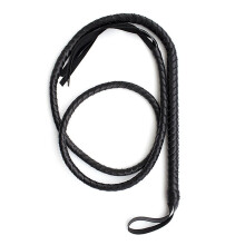 1.9m Bull Whip Leather And Suede Braided Tails Equestrian Horse Whips (black)