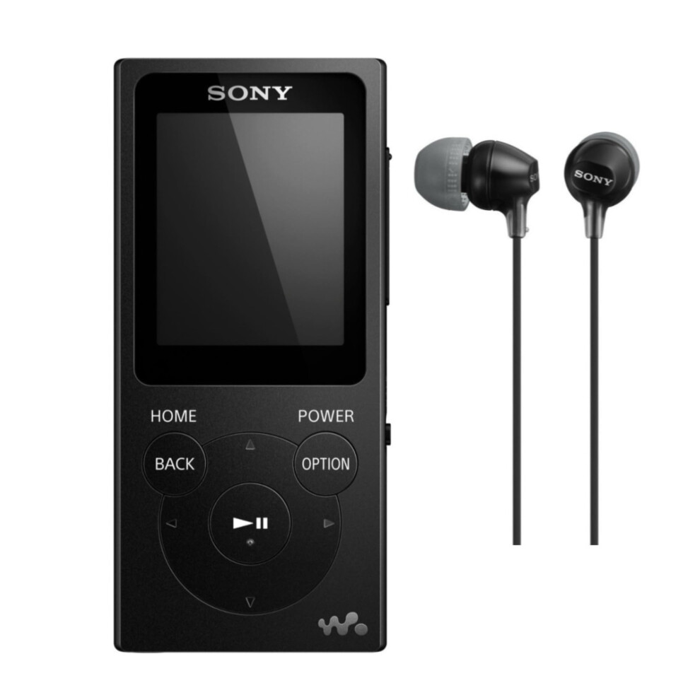 Sony NW-E394 8GB Walkman Audio Player (Black) Bundle with Sony MDREX15LP Fashion Color EX Series Earbuds (Black) (2 Items)