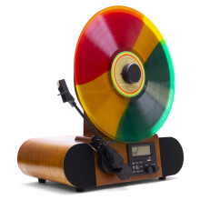 Fuse Vert Vertical Vinyl Record Player | FM Radio Bluetooth AUX USB | Alarm Clock | Audio Technica Cartridge | Full Range Speakers | Vint