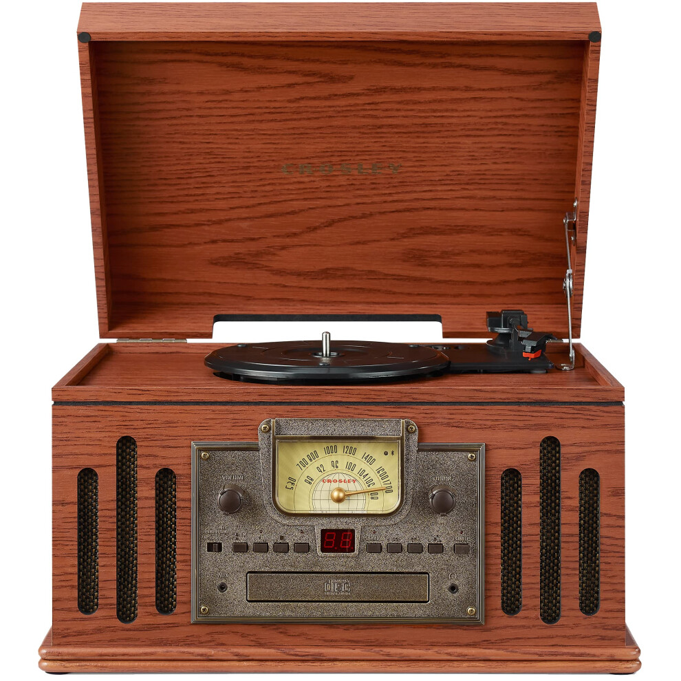 Crosley CR704B-PA Musician 3-Speed Turntable with Radio  CD/Cassette Player  Aux-in and Bluetooth  Paprika