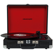 Crosley CR8005F-BK Cruiser Plus Vintage 3-Speed Bluetooth in/Out Suitcase Vinyl Record Player Turntable Black/Red - Refurbished