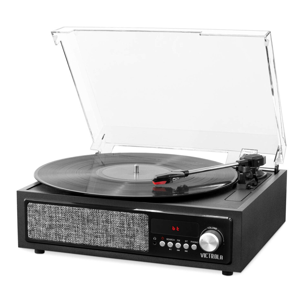 Victrola 3-in-1 Bluetooth Record Player with Built in Speakers and 3-Speed Turntable  Black (VTA-67)