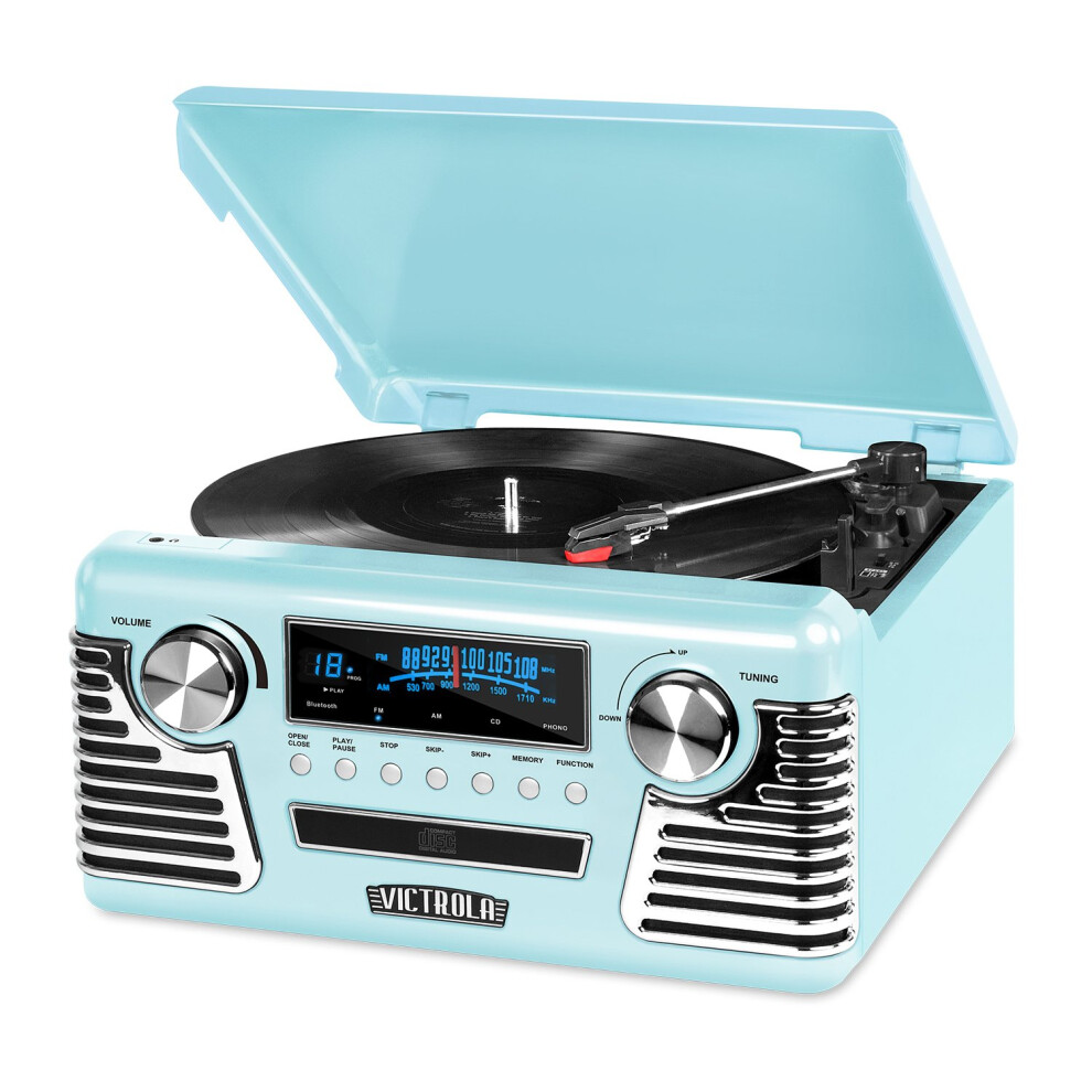 Victrola 50's Retro Bluetooth Record Player & Multimedia Center with Built-in Speakers - 3-Speed Turntable  CD Player  AM/FM Radio | Wireles