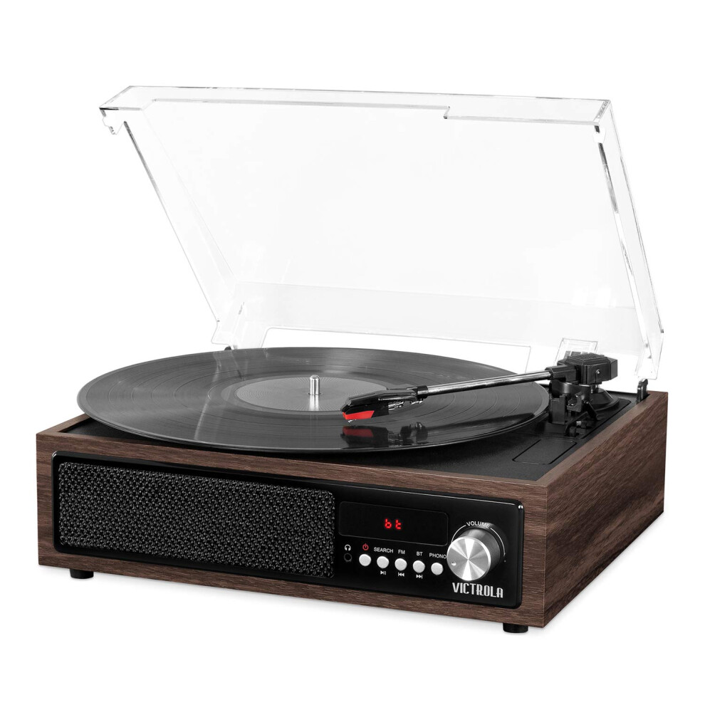 Victrola 3-in-1 Bluetooth Record Player with Built in Speakers and 3-Speed Turntable  Espresso