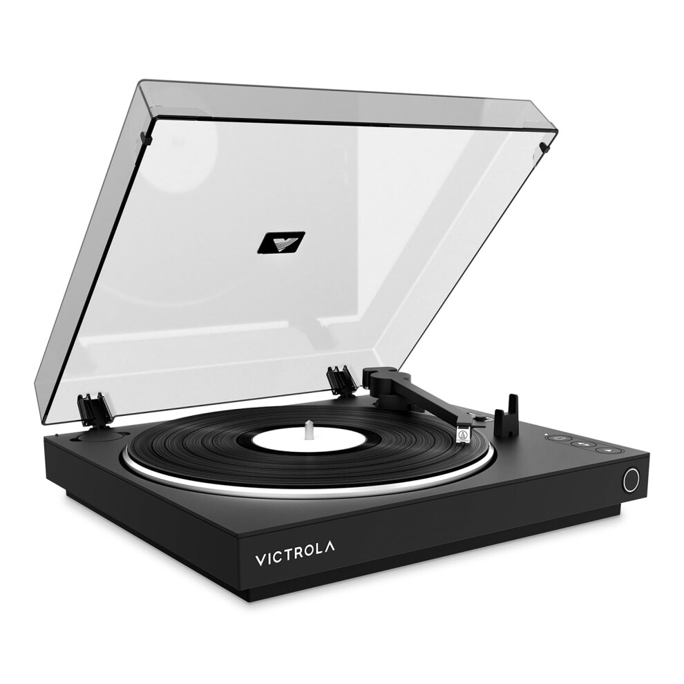 Victrola Fully Automatic Bluetooth Turntable with Audio Technica ATN3600L Cartridge  Automatic Repeat Function  2-Speed Vinyl Record Player