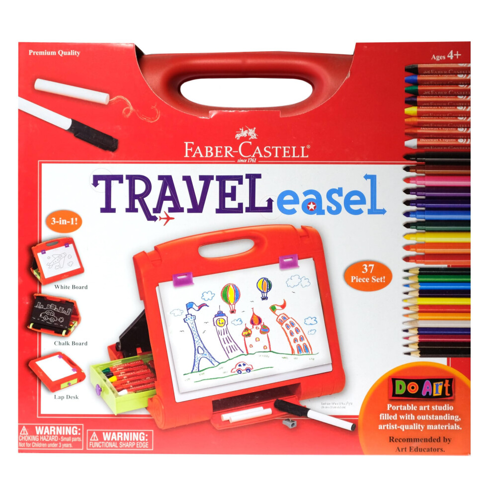 Faber-Castell Do-Art 3-in-1 Travel Easel - 30 Piece Tabletop Easel for Kids with Art Supplies  Multicolor