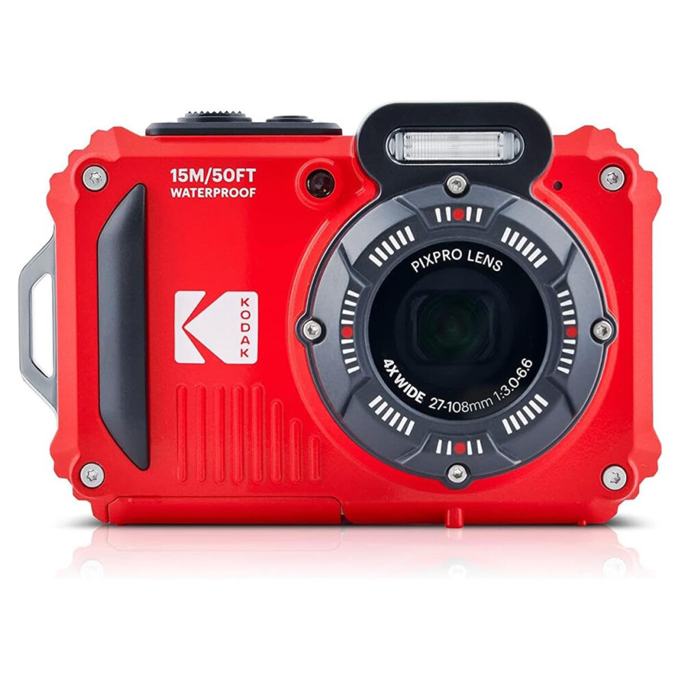 KODAK PIXPRO WPZ2 Rugged Waterproof Digital Camera 16MP 4X Optical Zoom 2.7"" LCD Full HD Video  Red