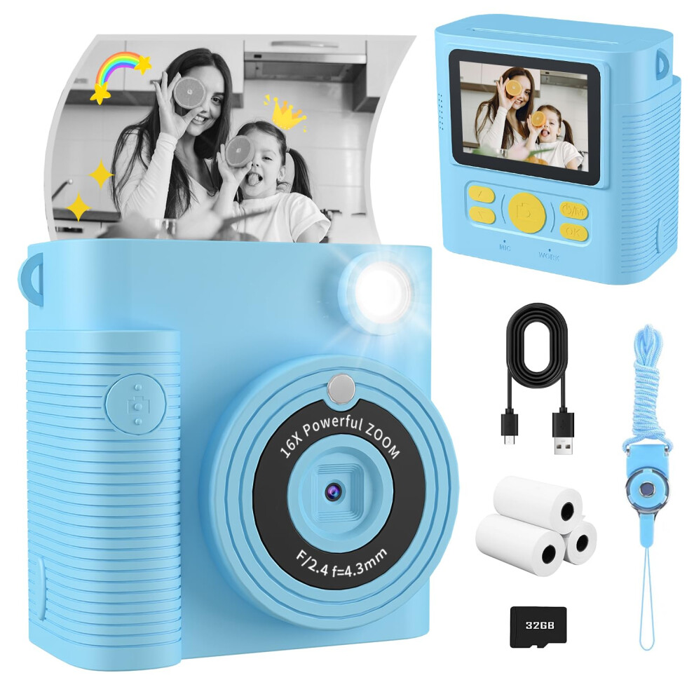 FKATEEN Instant Print Camera for Kids  1080P HD Kids Digital Cameras Instant Print Photos with 32GB SD Card  Christmas Birthday Gifts for 3-image-OPC-PFNFCHS-NEW