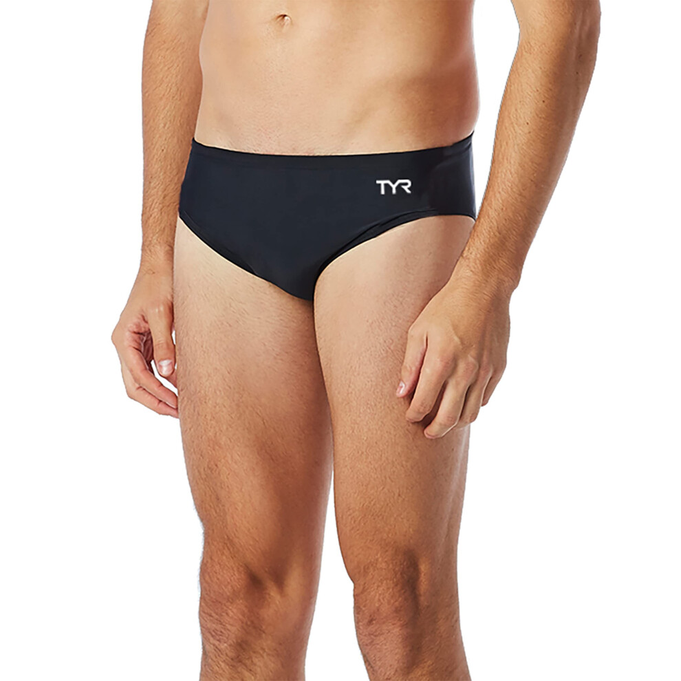 TYR Men's Durafast Elite Solid Racer Swim Suit (Black  32)