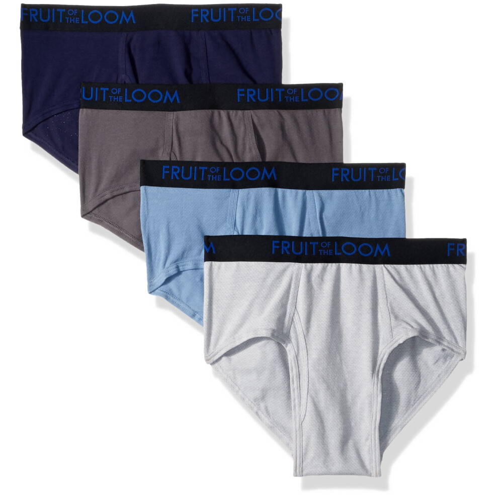 Fruit of the Loom Men's 4pk Breathable Cotton Micro-mesh Briefs  assorted  Medium