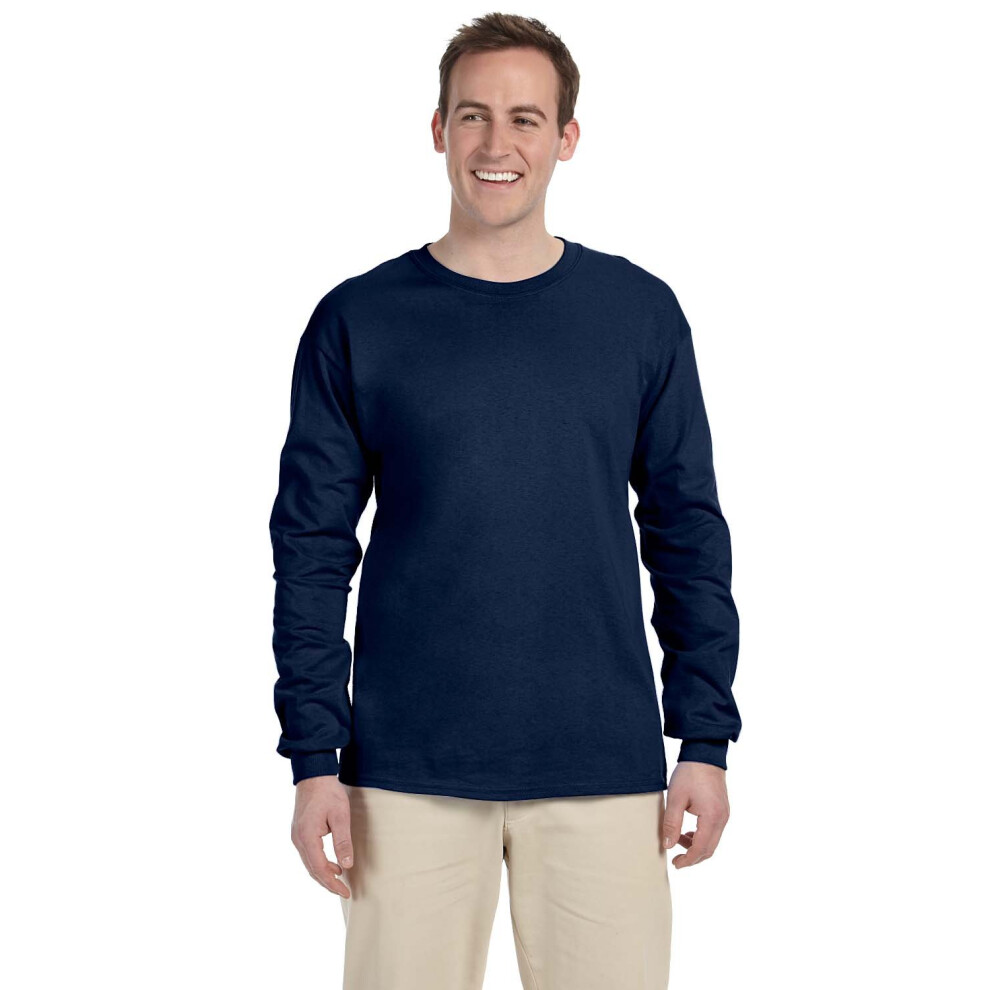 Fruit of the Loom Adult 5 oz. HD Cotton Long-Sleeve T-Shirt 2XL J NAVY