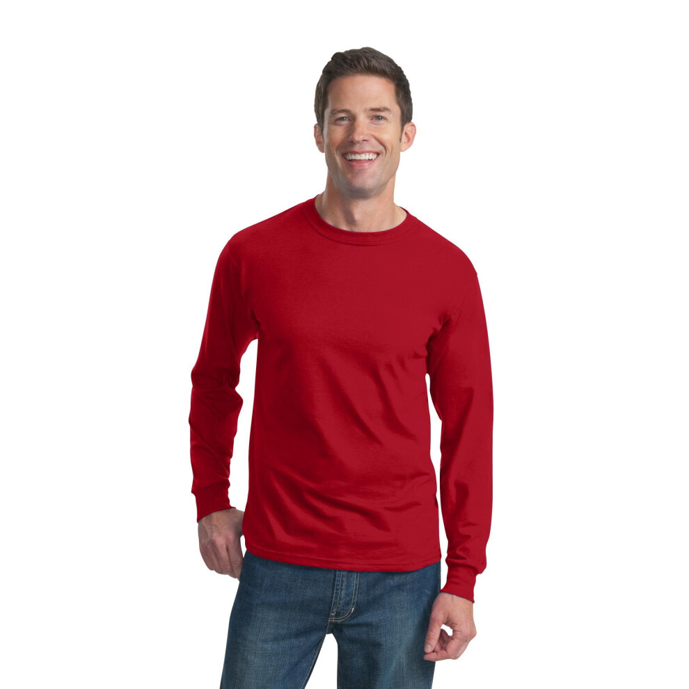 Fruit of the Loom Adult 5 oz. HD Cotton Long-Sleeve T-Shirt S TRUE RED