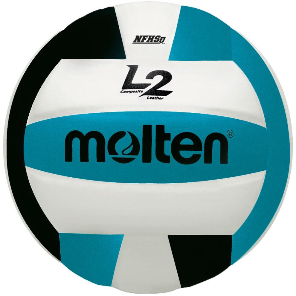 Molten Premium Competition L2 Volleyball  NFHS Approved  Black/Aqua/White  Official  Official Size and Weight (IVU-BLK/AQU-HS)