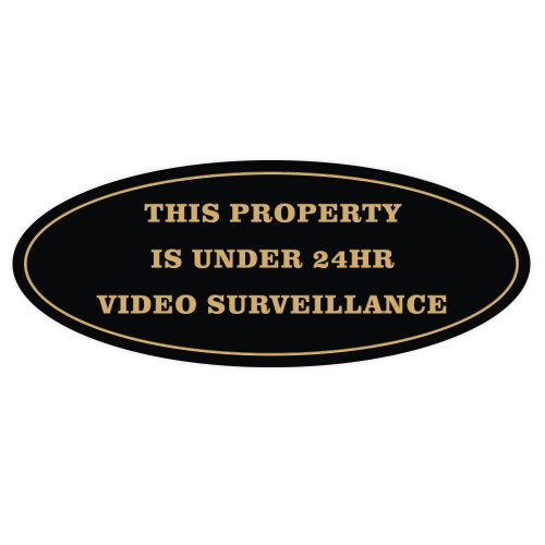 Panneau de SURVEILLANCE VIDÉO 24H - Noir/Doré - Petit (1 Pack)