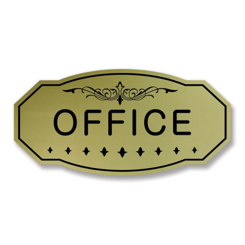 Büroschild/Victorian Tür-/Wandschild (Bürstengold) - Groß 5" x 10"