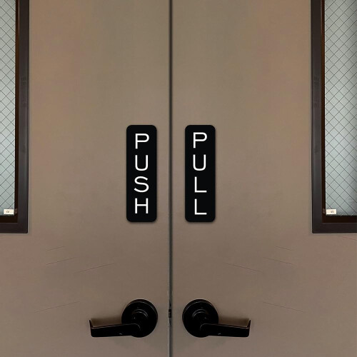 Basic Vertical Push Pull Door Sign (Brushed Gold) - Medium 1