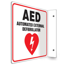 Accuform AED Automatisierter externer Difibrillator 90D-Projektionsschild, 20,3 x 20,3 cm, schlagfester Kunststoff, Rot/Schwarz auf Weiss, PSP72