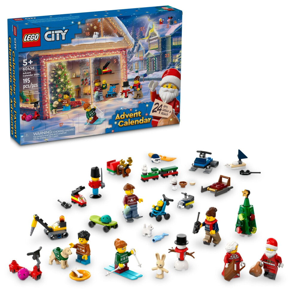 LEGO City 2024 Advent Calendar  Holiday Countdown Gift for Ages 5 and Up  24 Surprises for Kids  Fun Miniature Christmas Figures with Festiv