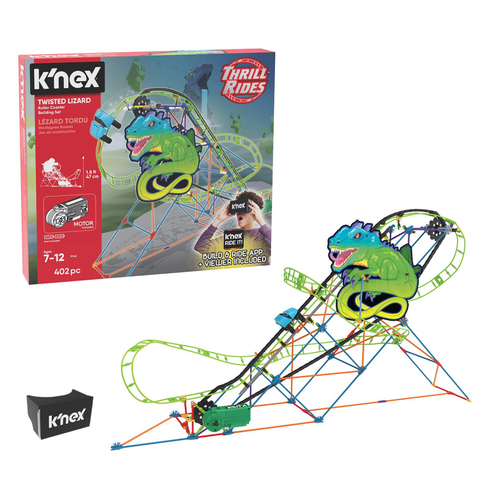 K'NEX Thrill Rides - Twisted Lizard Roller Coaster Building Set - 403 Piece - Ages 9+ Building Set (Amazon Exclusive)