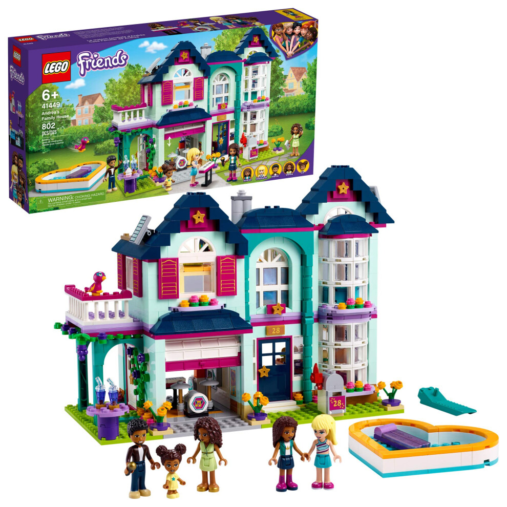 LEGO Friends Andrea's Family House 41449 Building Kit; Mini-Doll Playset is Great Gift for Creative 6-Year-Old Kids  New 2021 (802 Pieces)