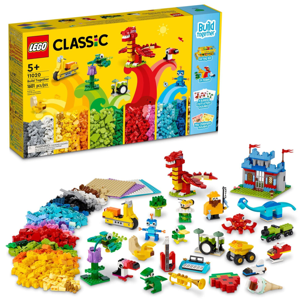 LEGO Classic Build Together 11020 Creative Building Toy Set for Kids  Girls  and Boys Ages 5+ (1 601 Pieces)