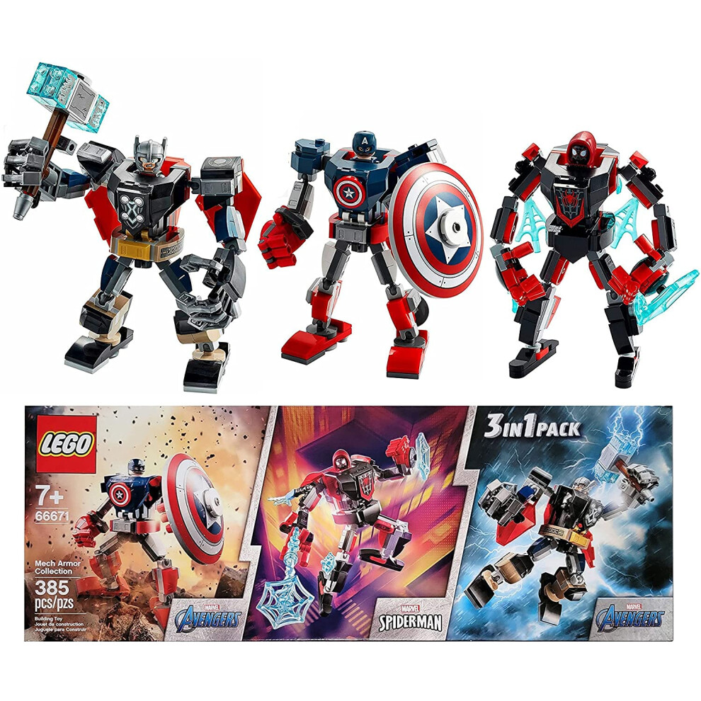 Lego Super Heroes Marvel Tri-Pack Included: Marvel Avengers Classic Thor  Captain America  & Spider-Man Miles Morales 385 Total Pieces