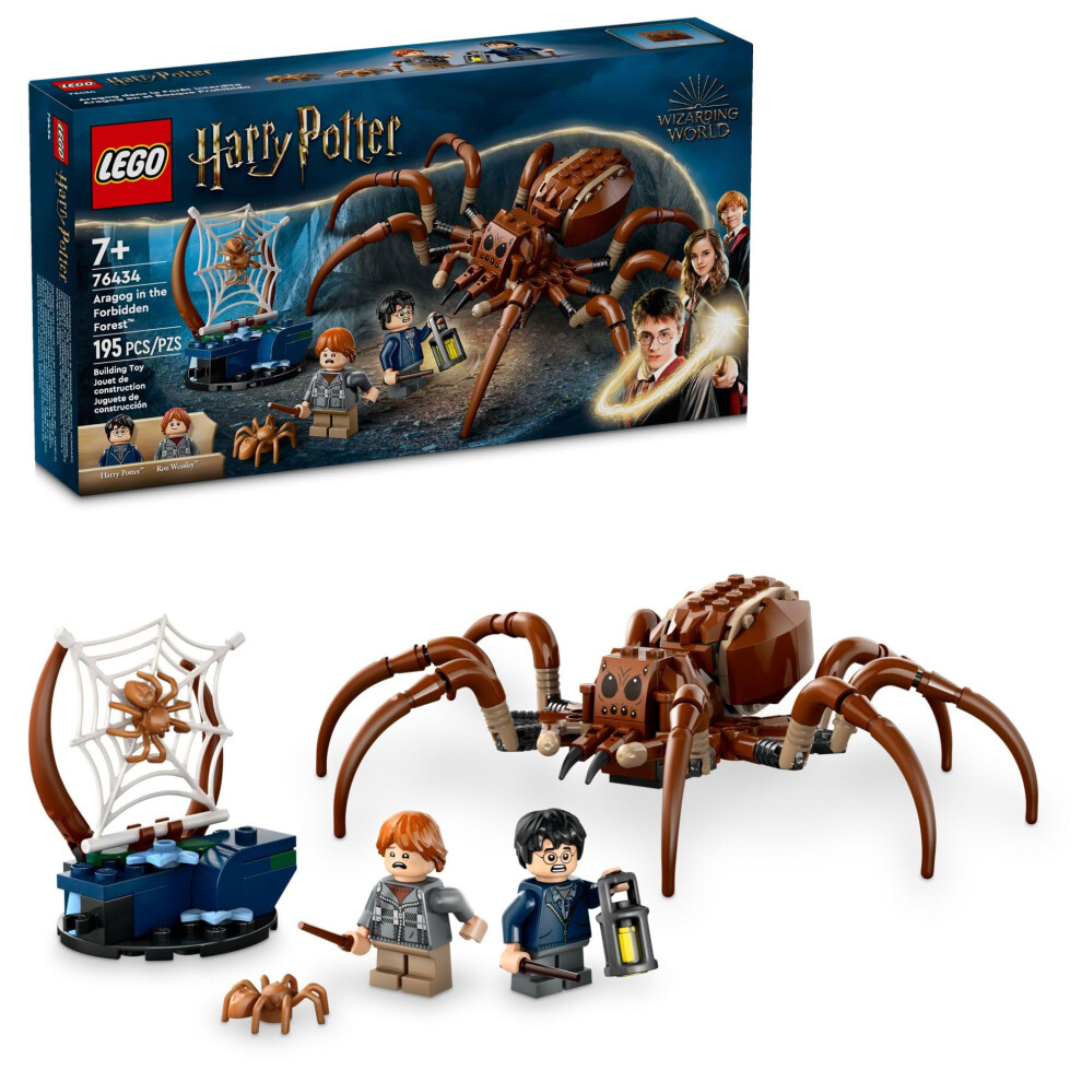 LEGO Harry Potter Aragog in The Forbidden Forest  Spider Toy Playset for Kids  Harry Potter Collectible with Magical Creature and 2 Minifigu