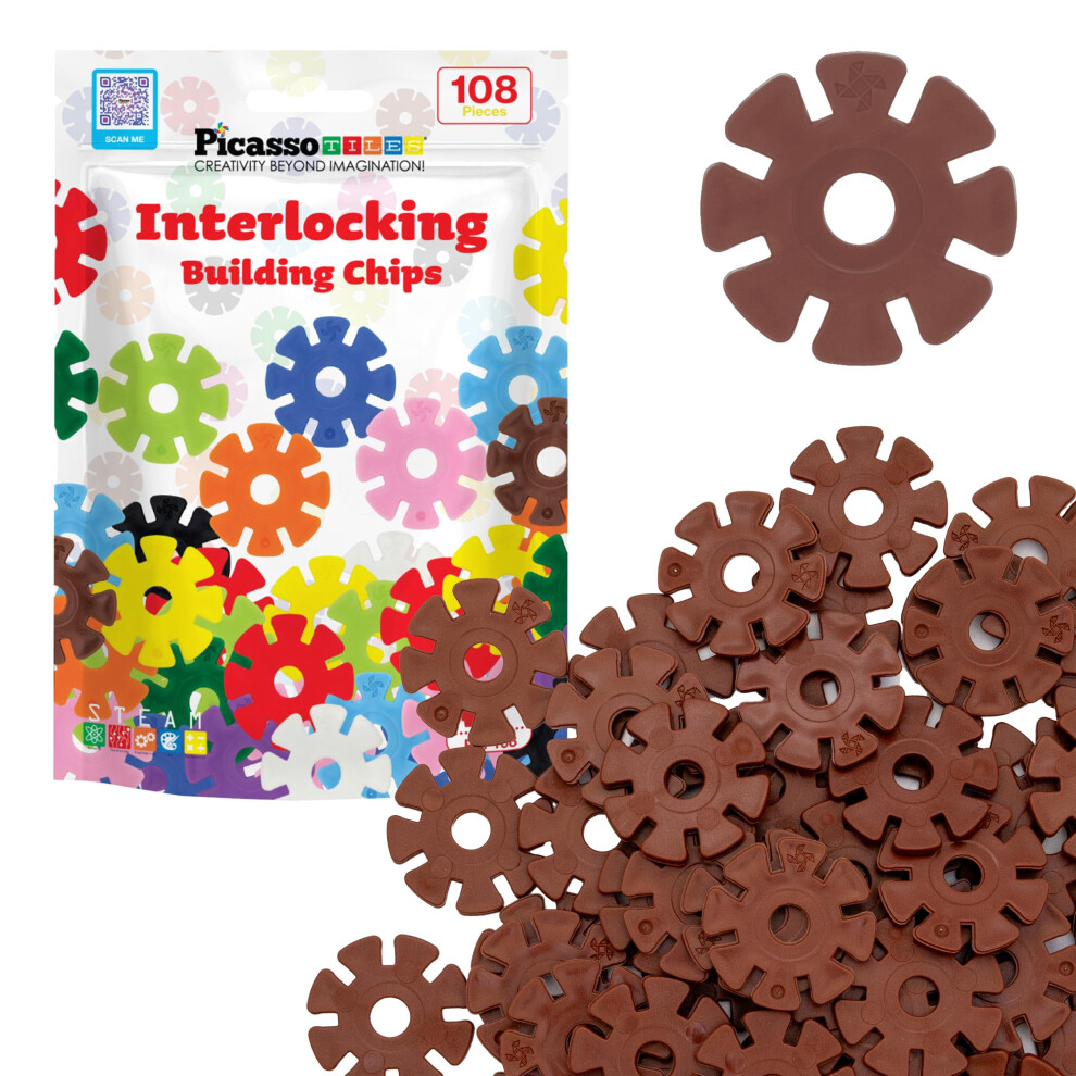 Photos - Construction Toy PicassoTiles Building Chip Interlocking Disc Construction Blocks in Brown Color STEM Learning Early Education Toy Engineerin
