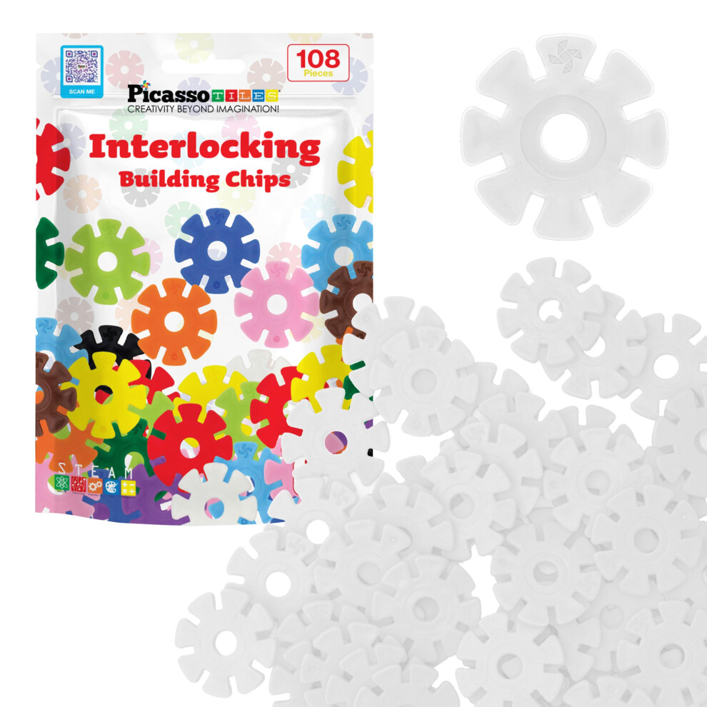 Photos - Construction Toy PicassoTiles Building Chip Interlocking Disc Construction Blocks in White Color STEM Learning Early Education Toy Engineerin