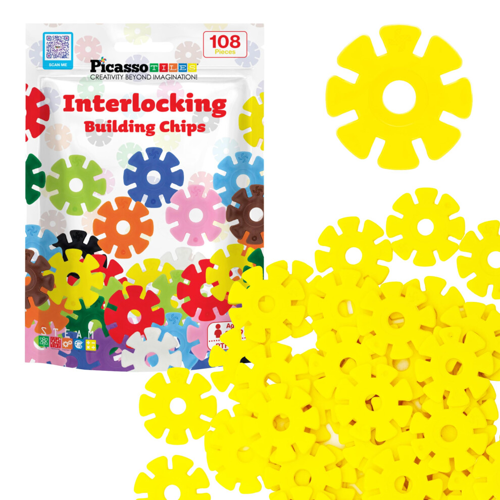 Photos - Construction Toy PicassoTiles Building Chip Interlocking Disc Construction Blocks in Yellow Color STEM Learning Early Education Toy Engineeri