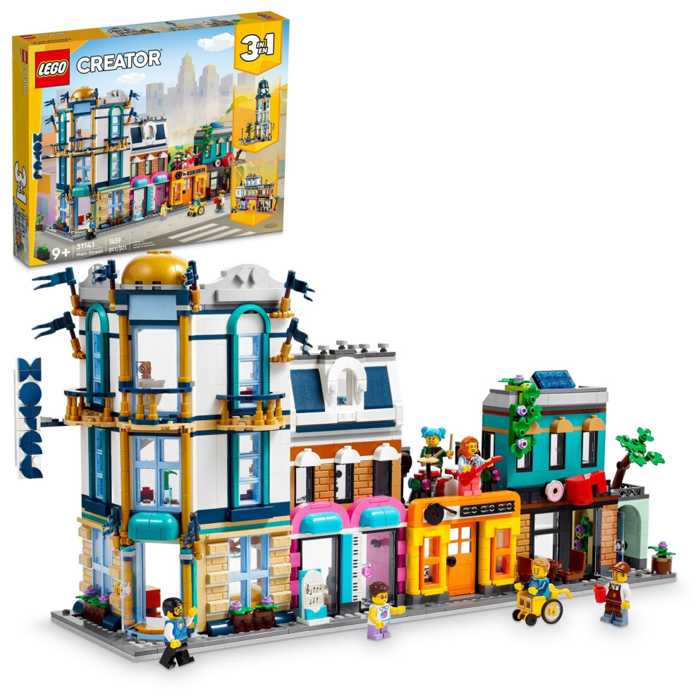 LEGO Creator Main Street 31141 Building Toy Set  3 in 1 Features a Toy City Art Deco Building  Market Street Hotel  Caf? Music Store and 6 M