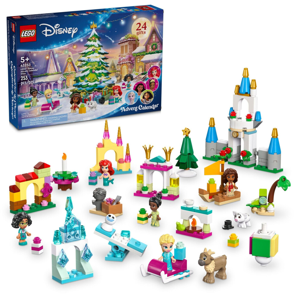 LEGO Disney Advent Calendar 2024  Kids Building Kit  Game Toy with 5 Micro Doll Figures  Fun Christmas Toys for Kids  Disney Gift for Girls