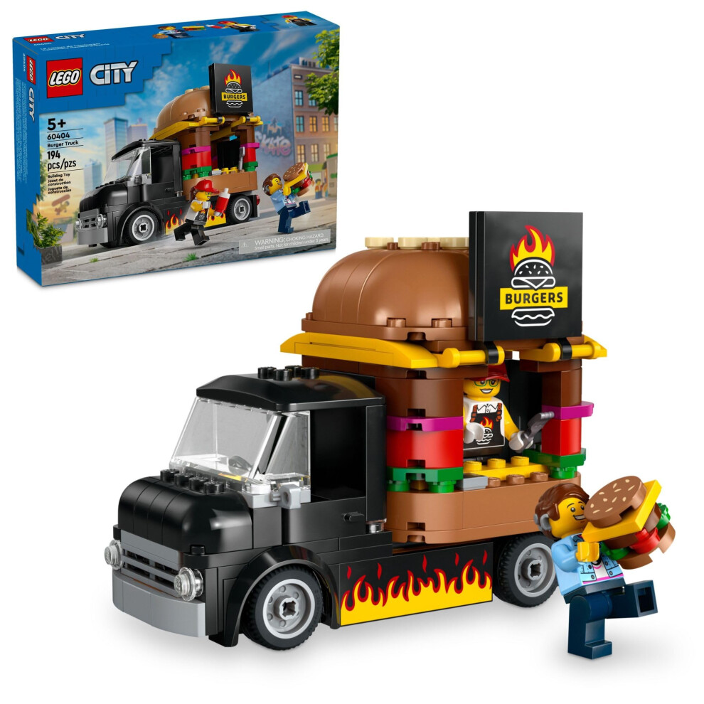 LEGO City Burger Truck Toy Building Set  Fun Gift for Kids Ages 5 Plus  Burger Van and Kitchen Playset  Vendor Minifigure and Accessories  I