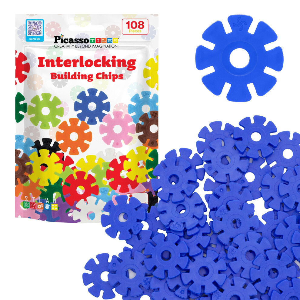 Photos - Construction Toy PicassoTiles Building Chip Interlocking Disc Construction Blocks in Blue Color STEM Learning Early Education Toy Engineering