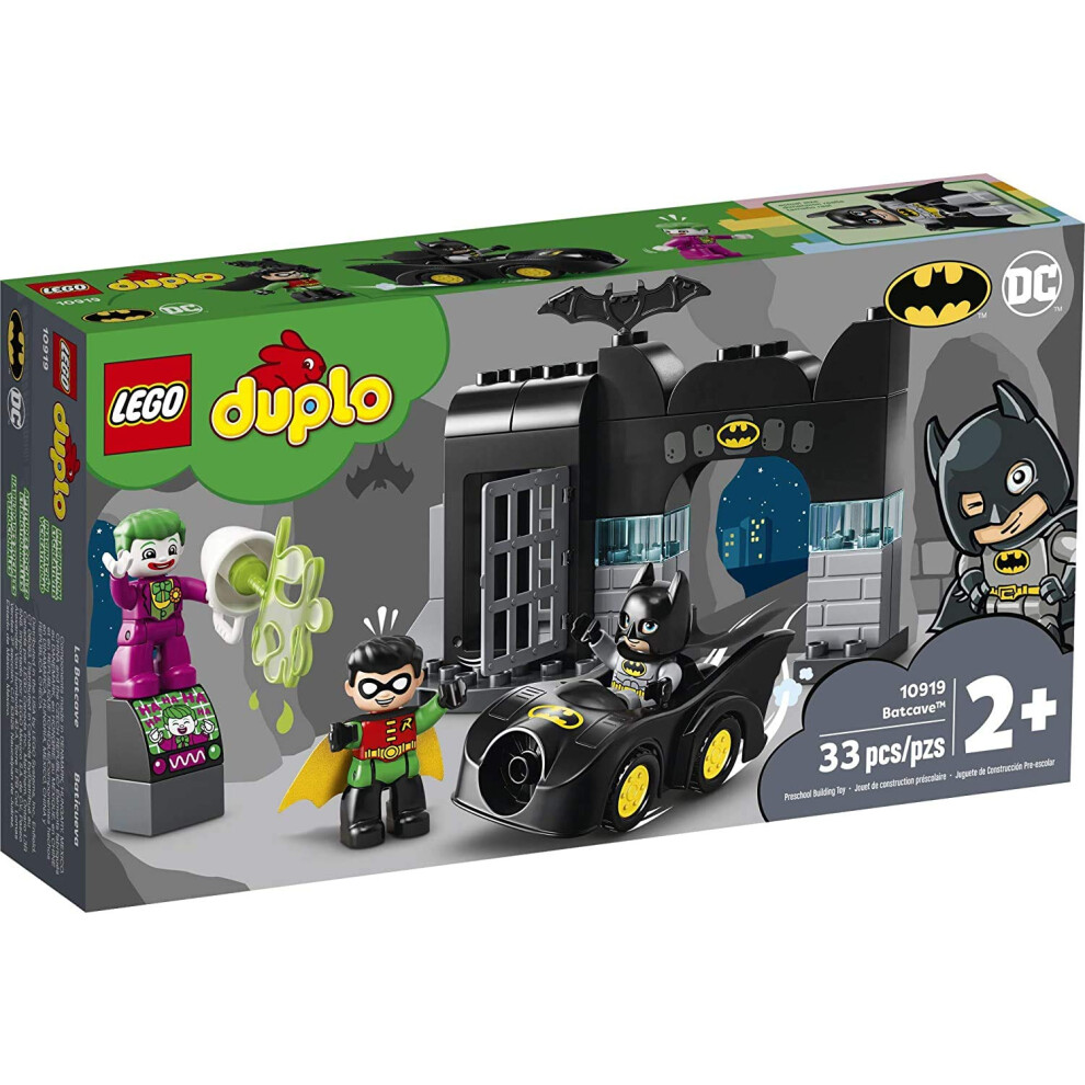 LEGO DUPLO Batman Batcave 10919 Action Figure Toy for Toddlers; with Batman  Robin  The Joker and The Batmobile; Great Gift for Super Hero K