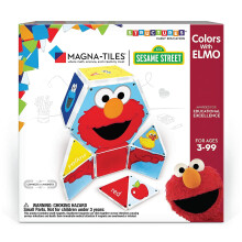 CreateOn Magna-Tiles Sesame Street magnetiske byggefliser - 17-delt sæt med Elmo, farver og Sesame Street-figurer, STEM og pædagogisk læring
