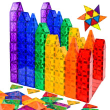 FNJO Magnetic Tiles 52 PCS Magnet Building Set Magnetic Building Blocks Construction STEM Toys for Kids Gift for Boys Girls