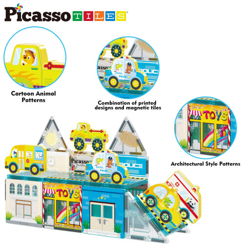 PicassoTiles Μαγνητικά Τουβλάκια Σετ Παιχνιδιού Με Θέμα Μετρό Πόλης 8 Φιγούρες 2