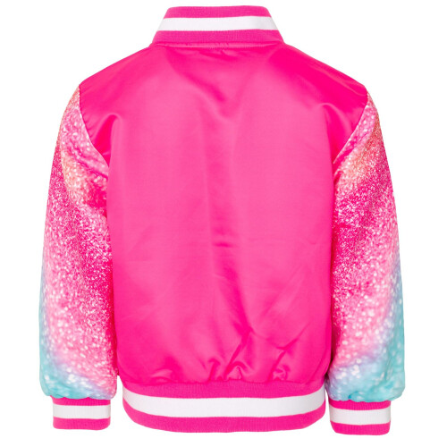 Barbie Barbie Dívčí Varsity Bomber Jacket Logo Růžový Glitter 7-8 1