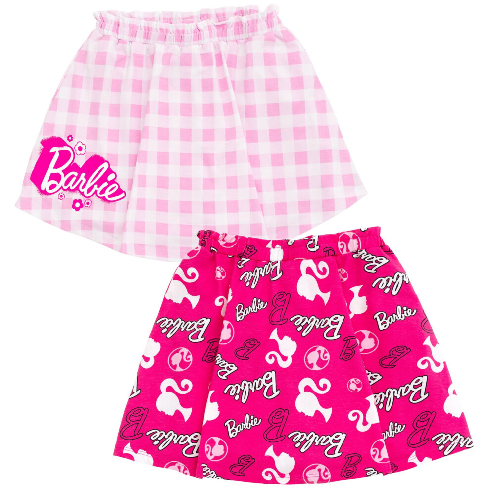 Barbie Big Girls 2 Pack Skorts Logo Pink 10-12