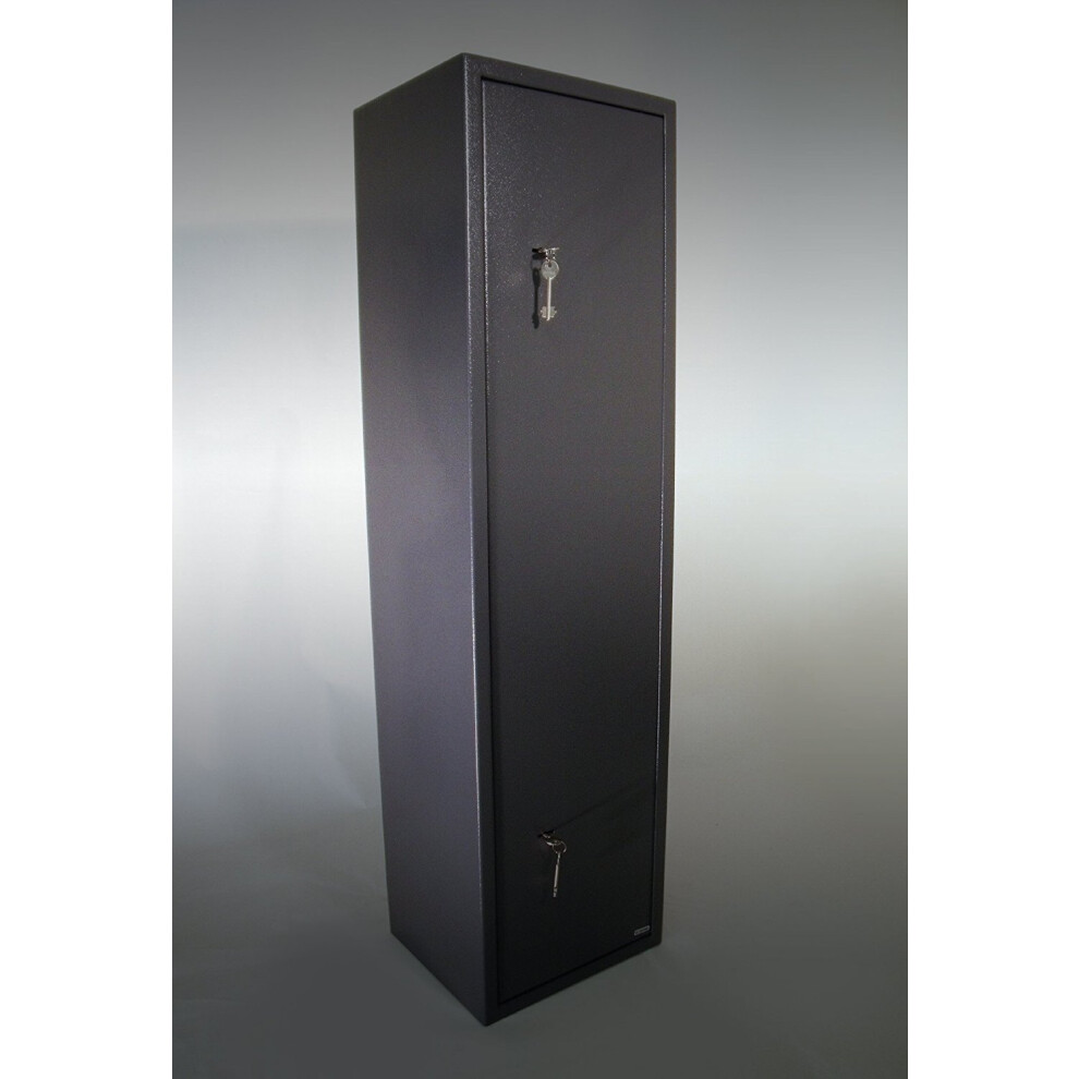 6 Gun Cabinet Grey Extra Wide And Deep Safe 6 Guns 7 Lever Locks Police Approved