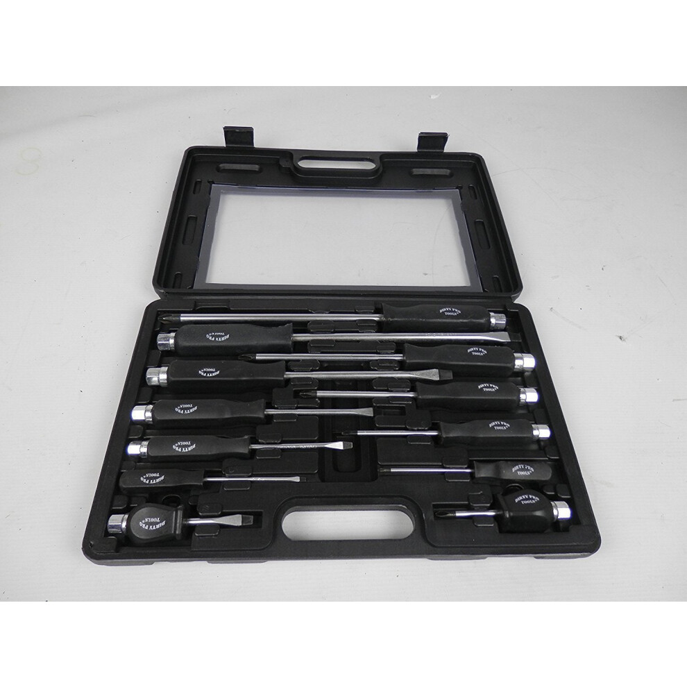 12 Piece Heavy Duty Engineers Mechanics Screwdriver Set With Hex Bolsters + Case 5060489628329