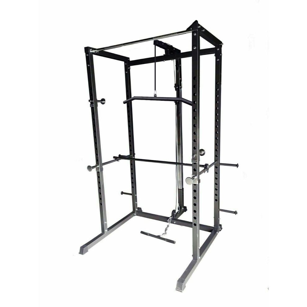 Power Rack with Cable Pulley and Pull Up Bar Squat Cage Home Gym Weight Training
