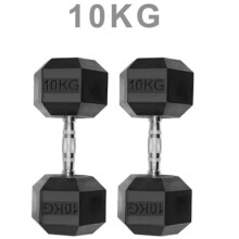 (10KG) Dumbbells Rubber Encased Weights Sets, Hexagonal Dumbbell Gym Pairs