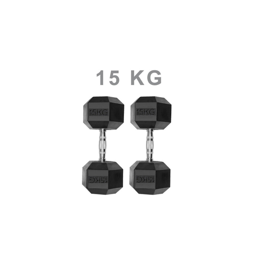 Dirty Pro Tools (15Kg) Dumbbells Rubber Encased Weights Sets, Hexagonal Dumbbell Gym Pairs