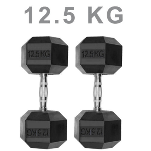 (12.5KG) Dumbbells Rubber Encased Weights Sets, Hexagonal Dumbbell Gym Pairs